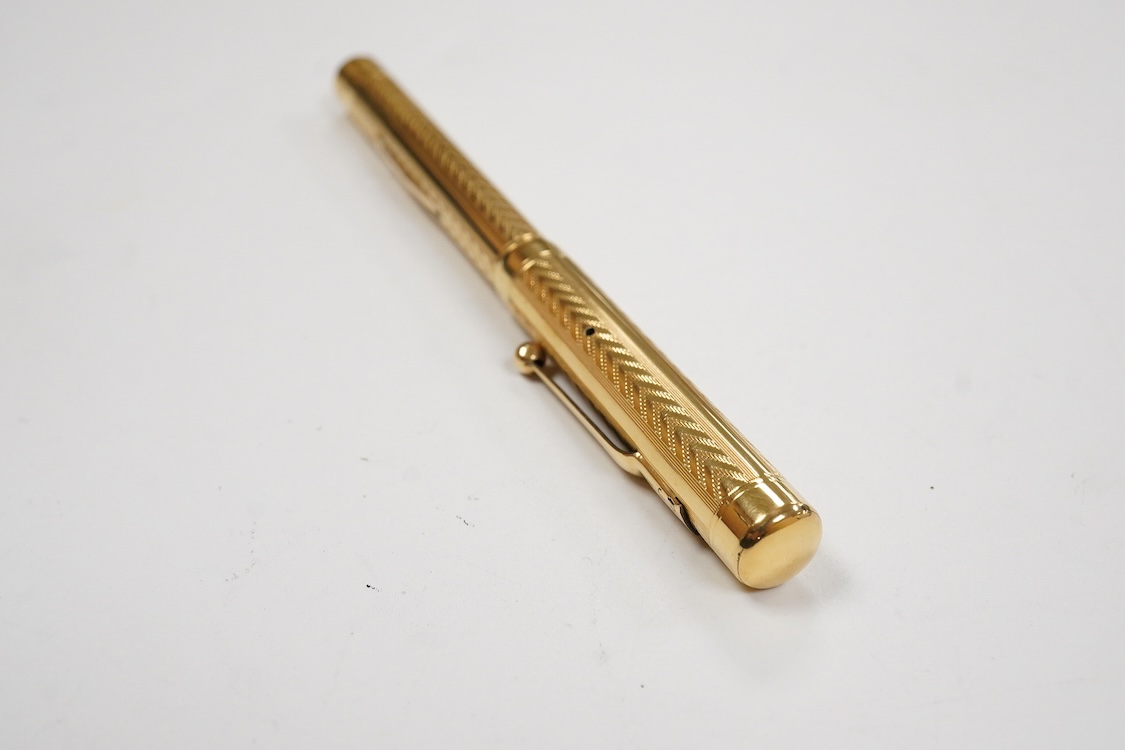 A Mabie Todd & Co. Swan gold filled lever filler. Made in USA with No.2 14ct. gold nib